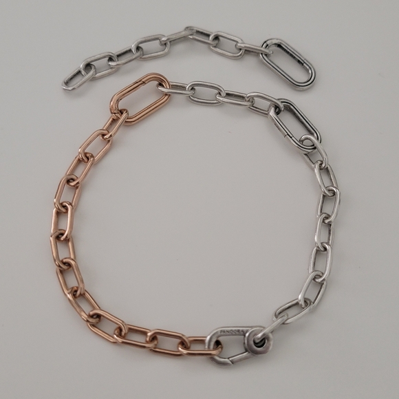 Pandora Two Tone Sterling Silver And Rose Gold Plated Chain Bracelet - Picture 3 of 11